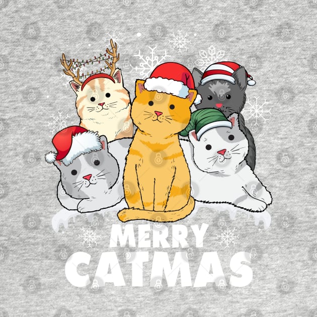 Merry Catmas Cute Christmas Cats by Rebrand